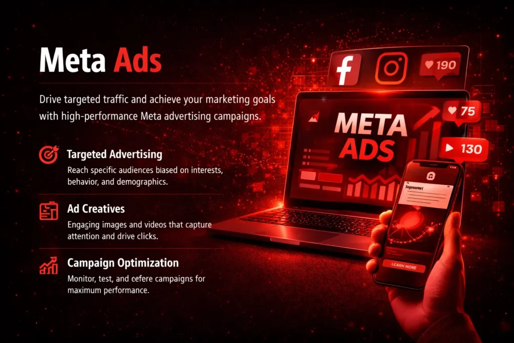 meta ads campaign performance marketing with social media advertising concept