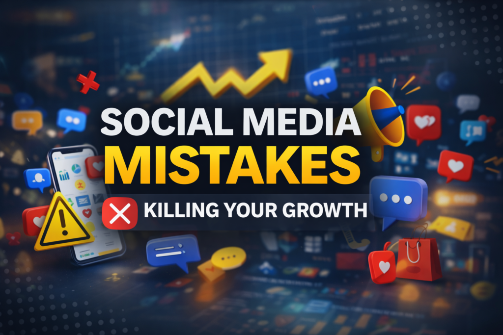 Social media mistakes that are killing brand growth digital marketing strategy concept