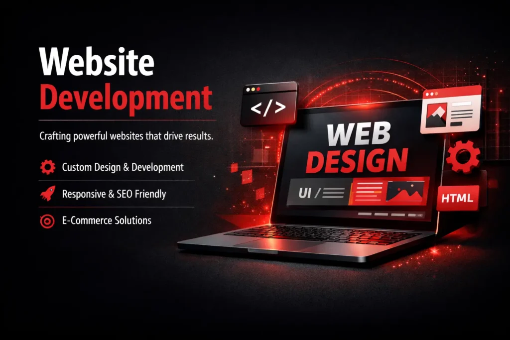 modern website design and development with responsive layout concept