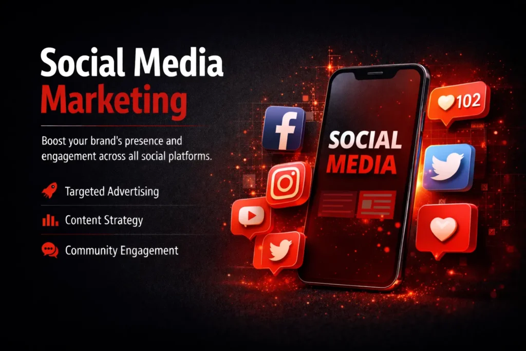 social media marketing strategy with content creation and audience engagement